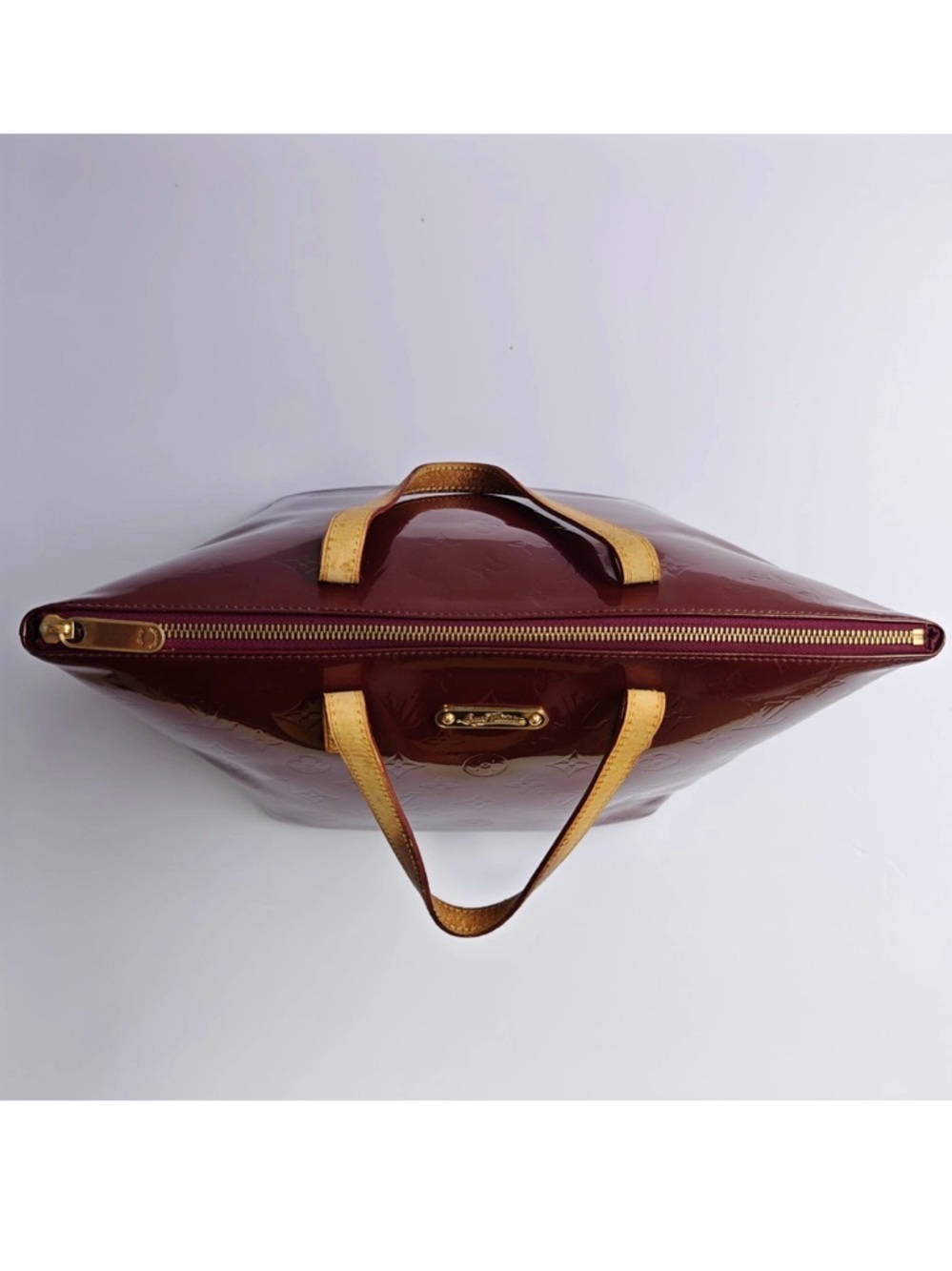 Louis Vuitton Patent Vernis Red-Brown Tote with Tan Handles - Picture 8 of 13